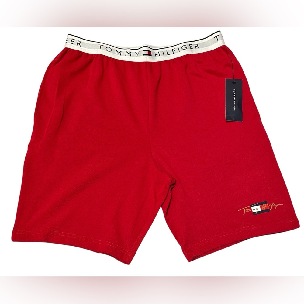 Tommy Hilfiger Men's Knit Lounge/Sleep Shorts Medium (32-34) Red